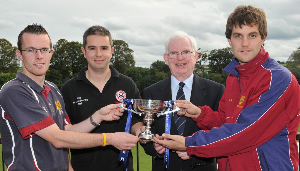 David Sinton, Ricky Greer and Mark Shields receive the Section 2 trophy from NCU President Murray Power
